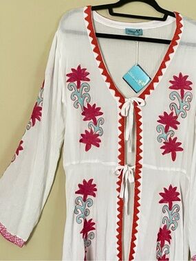 Letarte | Tie Front Swing Coat Beach Coverup w/Bell Sleeves, Sz L ♥ NWT